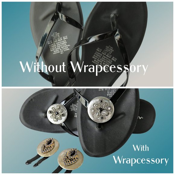 Black Flip Flops Plus 2 Pairs Wrapcessory Flip Flop Clips...425 - Picture 2 of 9